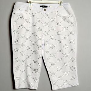 Ashley Stewart Rhinestone Embellished Denim  Capri Pants - Size 18